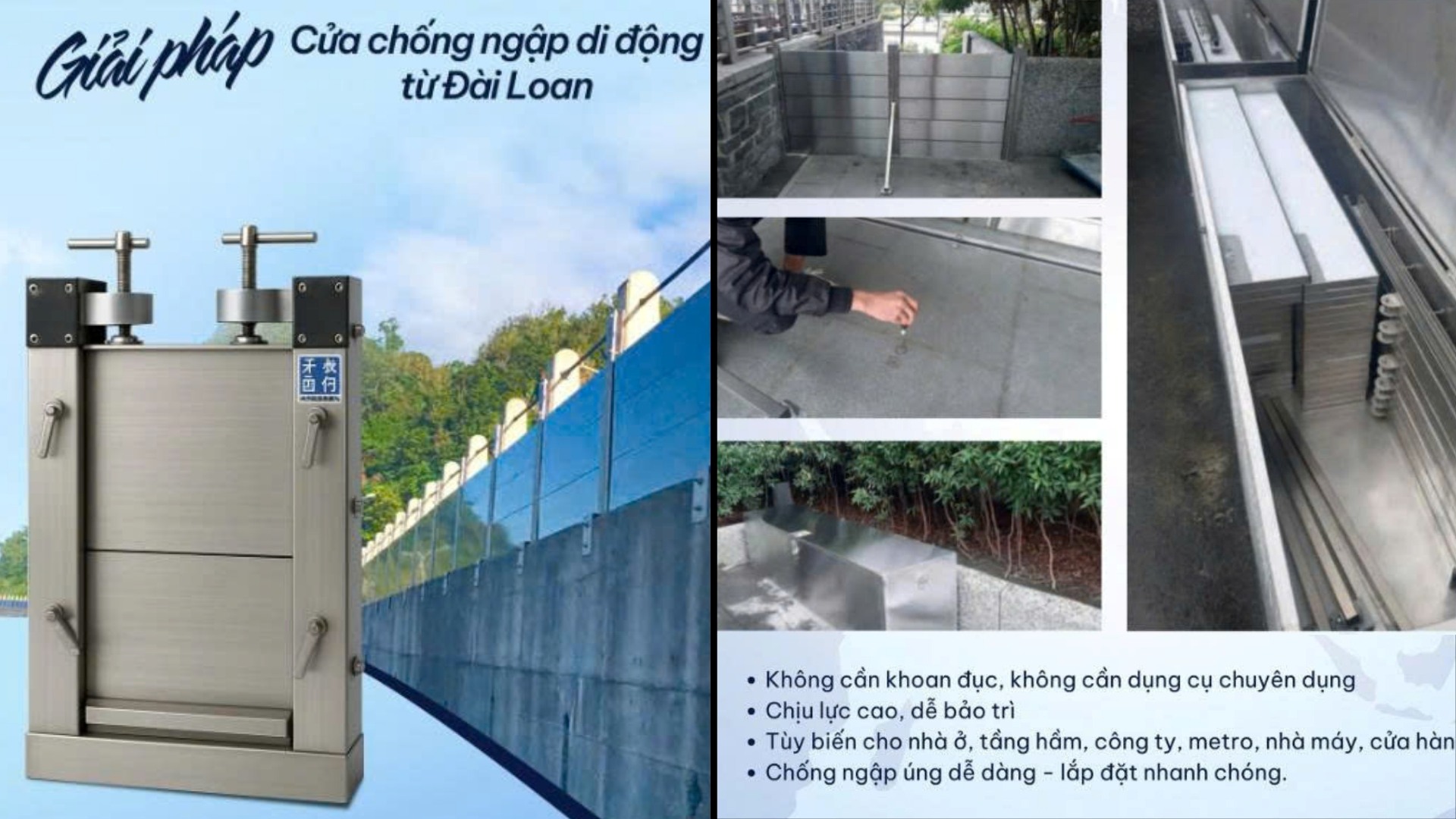 CỬA CHỐNG TRÀN AB - Giải pháp Chống ngập tuyệt đối - Chống nước tràn vào nhà